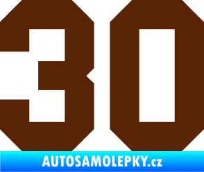 Samolepka Startovní číslo 30 hnědá