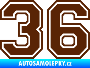 Samolepka Startovní číslo 36 typ 4 hnědá