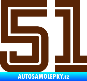 Samolepka Startovní číslo 51 typ 7 hnědá