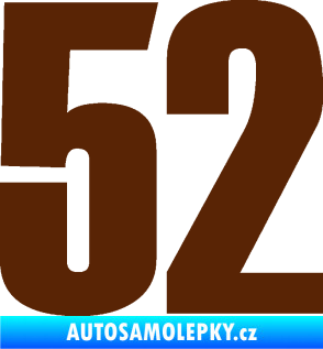 Samolepka Startovní číslo 52 typ 2  hnědá