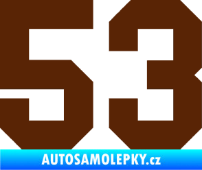 Samolepka Startovní číslo 53 hnědá