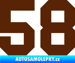 Samolepka Startovní číslo 58 hnědá