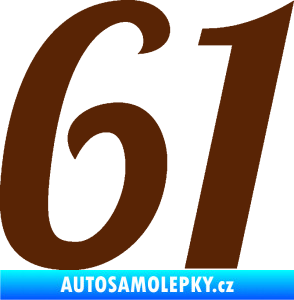 Samolepka Startovní číslo 61 typ 3 hnědá
