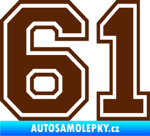 Samolepka Startovní číslo 61 typ 4 hnědá