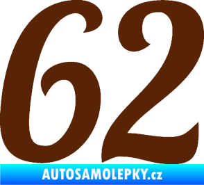 Samolepka Startovní číslo 62 typ 3 hnědá