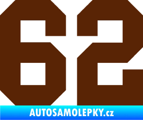 Samolepka Startovní číslo 62 hnědá
