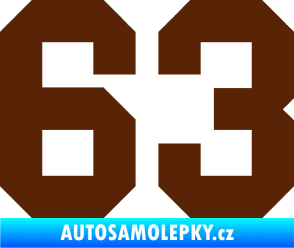 Samolepka Startovní číslo 63 hnědá