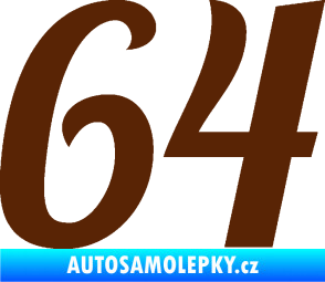 Samolepka Startovní číslo 64 typ 3 hnědá