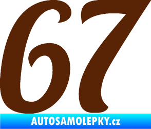 Samolepka Startovní číslo 67 typ 3 hnědá