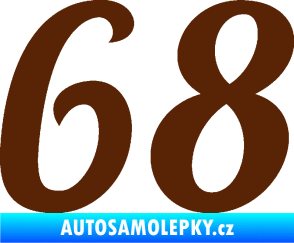 Samolepka Startovní číslo 68 typ 3 hnědá
