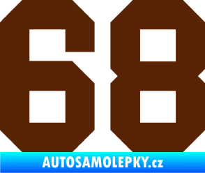 Samolepka Startovní číslo 68 hnědá