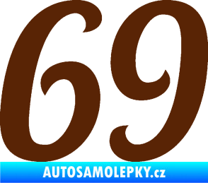 Samolepka Startovní číslo 69 typ 3 hnědá