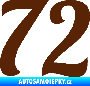 Samolepka Startovní číslo 72 typ 3   hnědá