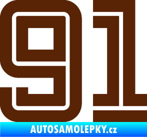 Samolepka Startovní číslo 91 typ 7 hnědá
