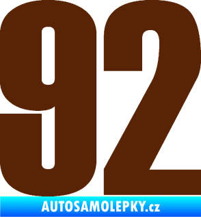 Samolepka Startovní číslo 92 typ 2  hnědá