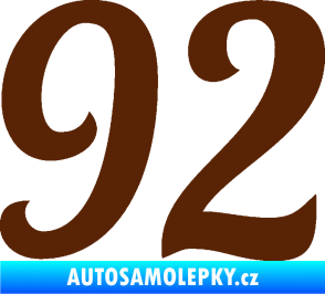 Samolepka Startovní číslo 92 typ 3   hnědá