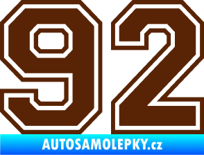 Samolepka Startovní číslo 92 typ 4 hnědá