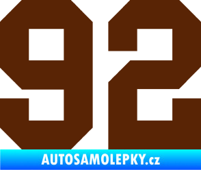 Samolepka Startovní číslo 92 hnědá