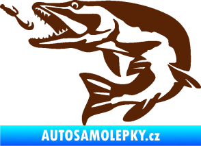 Samolepka Štika 005 levá s návnadou hnědá