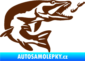 Samolepka Štika 005 pravá s návnadou hnědá