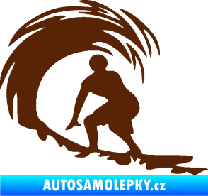 Samolepka Surfař 005 levá velké vlny hnědá