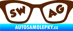 Samolepka Swag nápis v brýlích hnědá