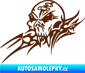 Samolepka Tribal skull levá lebka hnědá