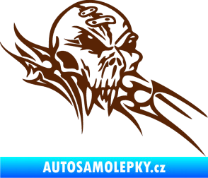 Samolepka Tribal skull pravá lebka hnědá