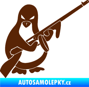 Samolepka Tučňák se samopalem pravá hnědá