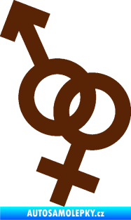 Samolepka Ty a já 001 symbol pro muže a ženu hnědá