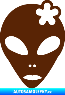Samolepka UFO 009 slečna s kytičkou pravá hnědá