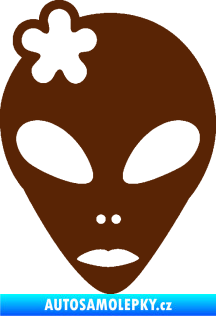Samolepka UFO 009 slečna s kytičkou levá hnědá