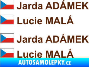 Samolepka Vlajka ČR se jménem hnědá