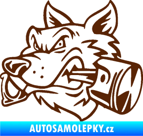 Samolepka Vlk 032 levá moto s pístem hnědá