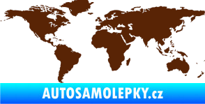 Samolepka World mapa světa hnědá