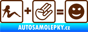 Samolepka Žena + shocker = šklebící se smajlík pravá hnědá
