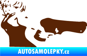 Samolepka Žena s pistolí pravá hnědá
