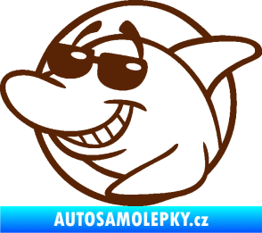 Samolepka Žralok 018 levá cool s brýlemi hnědá
