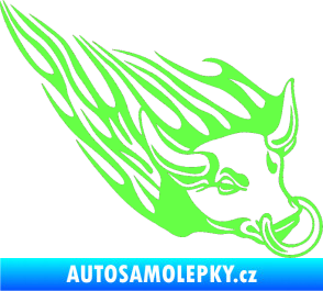 Samolepka Animal flames 010 pravá býk s kruhem Fluorescentní zelená