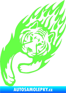 Samolepka Animal flames 015 levá tygr Fluorescentní zelená