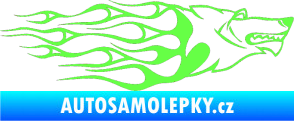 Samolepka Animal flames 017 pravá vlk Fluorescentní zelená