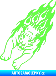 Samolepka Animal flames 024 levá tygr Fluorescentní zelená