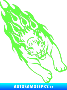 Samolepka Animal flames 024 pravá tygr Fluorescentní zelená