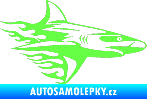 Samolepka Animal flames 031 pravá žralok Fluorescentní zelená