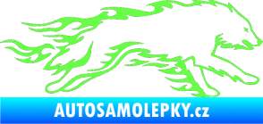 Samolepka Animal flames 032 pravá vlk Fluorescentní zelená