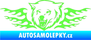 Samolepka Animal flames 034 levá  vlk Fluorescentní zelená