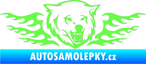 Samolepka Animal flames 034 pravá  vlk Fluorescentní zelená