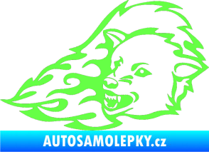 Samolepka Animal flames 036 levá vlk Fluorescentní zelená