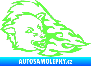 Samolepka Animal flames 036 pravá vlk Fluorescentní zelená