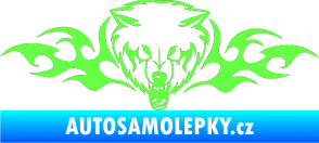 Samolepka Animal flames 038 levá  vlk Fluorescentní zelená